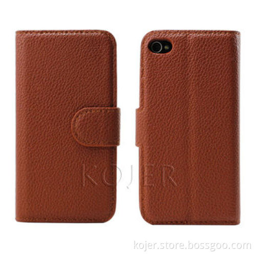 Leather Flip Smartphone Cases, Suitable for iPhone 5, with Plastic Shell Inside